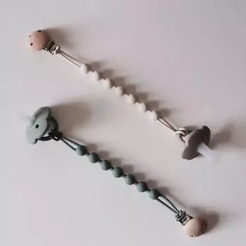 Цепочка для детской соски из силиконового дерева, не содержащая BPA, цельный зажим для соски, держатель для пустышки, цепочка для соски