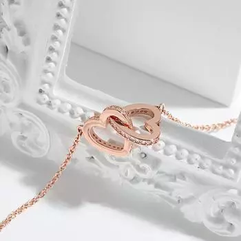 Цепочка для ключицы с двойным кольцом в форме сердца, японское и корейское нишевое высококачественное ожерелье с кольцом-блокировкой