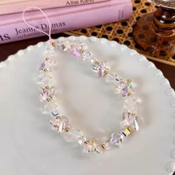 Цепочка для мобильного телефона против потери Акриловый шнурок для телефона Новый телефонный бисерный шарм Pink