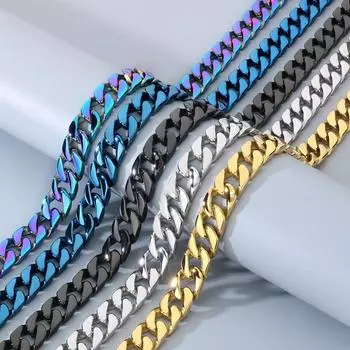 Цепочка для мужчин 50/60 см 316L нержавеющая сталь ширина 15 мм панцирные кубинские звенья цепи на шею ювелирные изделия мужские ожерелья аксессуары 50CM серебряный