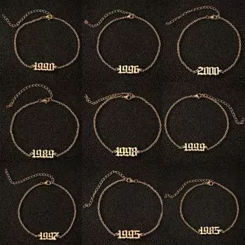 Цепочка для ног Универсальная удобная ювелирная цепочка Элегантная цепочка для ног с номером 1980-2000 годов для повседневного ношения 1997 золотистый