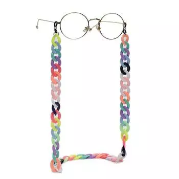 Цепочка для очков, 19 ремешков для масок, многоцветная вогнутая форма, шнур для очков, акриловая веревка для маски, цвет карамельного цвета 65cm