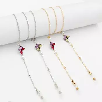 Цепочка для очков для женщин, подвесная шейная веревка для очков-бабочки, новая веревка против падения, простая цепочка для солнцезащитных очков для очков для близорукости. золотой