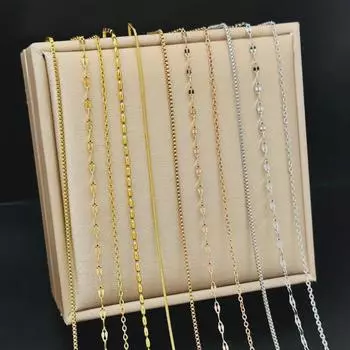 Цепочка для ожерелья из титановой стали - невыцветающая цепочка для губ O-цепочка (100 шт.) с хвостовиком из нержавеющей стали. Single (Individually Packed)