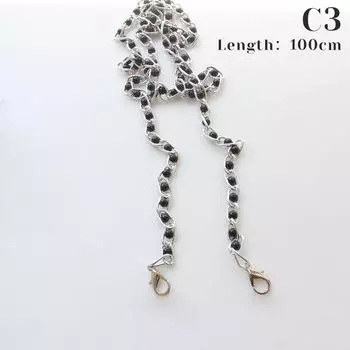 Цепочка для сумки с имитацией жемчуга. Изысканная, нежная, широкая цепочка. Практичный зажим-лобстер.