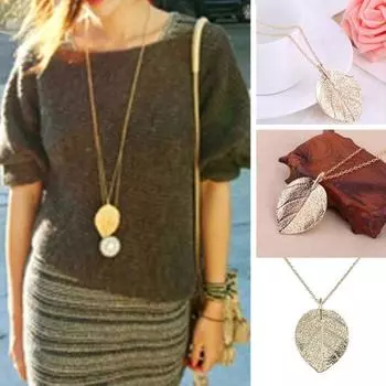 Цепочка для свитера, элегантное очарование в виде листьев, изящная прозрачная текстура, украшение, цветное яркое ожерелье-свитер с растениями