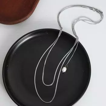 Цепочка для свитера с двумя жемчужинами в гонконгском стиле из титановой стали и 18-каратного золота, милая девушка, ювелирные изделия, нишевая личность, хип-хоп, панк, ожерелье