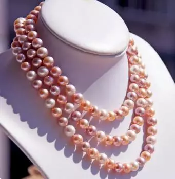 Цепочка для свитера смешанного цвета с пресноводным жемчугом 8-9 мм круглая AAA 50 дюймов