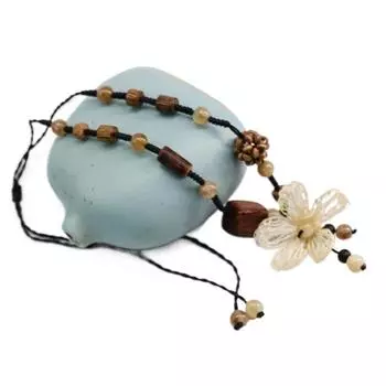 Цепочка для свитера, женская ручная работа, кулон с пятью листьями и цветком, деревянная цепочка с куриным крылышком, ожерелье, ювелирные изделия