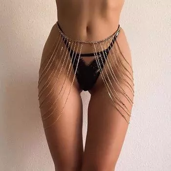 Цепочка для тела со стразами, многослойная бижутерия с кисточками, простая индивидуальность, универсальная геометрическая цепочка на талию, модная