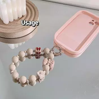 Цепочка для телефона из бисера кофейного цвета Y2K, однотонный бант из бисера, ремешок для телефона, веревка для запястья, подвеска для камеры, брелок для телефона