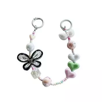 Цепочка для телефона с бисером «Бабочка» «Любовь», брелок для ключей, цепочка для сумки, цепочка для наушников и камеры жёлтый