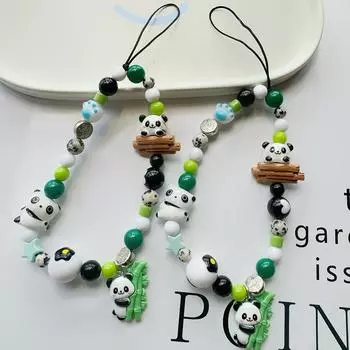 Цепочка для телефона с рисунком панды в китайском стиле, ремешок для телефона с защитой от потери, милый ремешок с подвеской для девочек, ремешок на запястье для сотового телефона