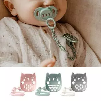 Цепочка и зажим для пустышки Swabinex Bonomia (боковой зажим) 3 типа, выберите 1, корейские детские товары Owl Mint (Chain)