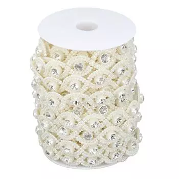 Цепочка из бисера, полубоковая, плоская, самодельная, имитация жемчужной нити со стразами для поделок