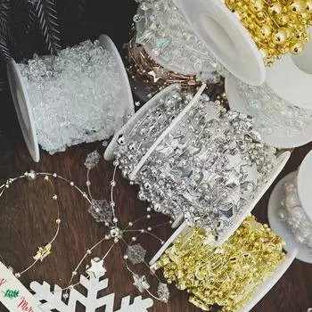 Цепочка из бисера со звездным жемчугом: 8+3 мм, ручная работа для букетов, праздничный декор своими руками