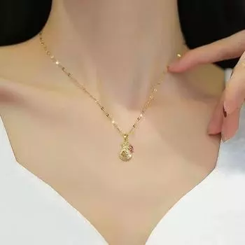 Цепочка из нержавеющей стали, классическое блестящее циркониевое ожерелье с подвеской в виде счастливой сумки для женщин, леди, винтажные ювелирные изделия, аксессуары, подарки