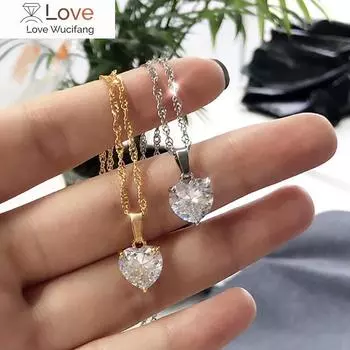 Цепочка из нержавеющей стали с подвеской в виде сердца из циркония для женщин и мужчин, колье с подвеской в виде ключицы для влюбленных на День святого Валентина