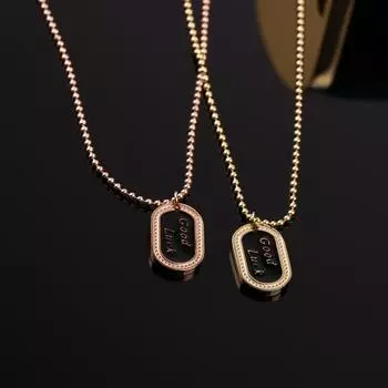 Цепочка из шариков из титановой стали, ожерелье для девочек, черный драгоценный камень, кулон, ожерелье, универсальная цепочка на ключицы из розового золота, сетка, красный цвет золотой