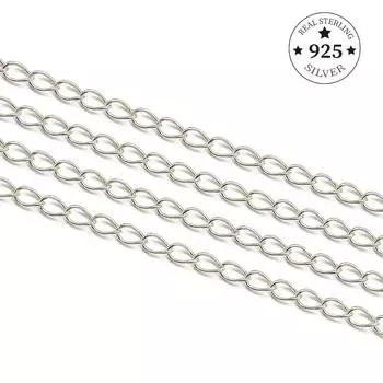 Цепочка из стерлингового серебра 925 пробы, 50 см, объемное ожерелье, цепочка для браслетов «сделай сам», аксессуары для изготовления ювелирных изделий, фурнитура ручной работы