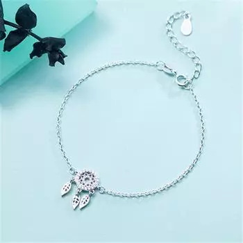 Цепочка из стерлингового серебра 925 пробы с цирконием Ловец снов, браслет-подвеска, свадебные украшения для женщин и девочек, подарочные аксессуары для вечеринки, Sl193