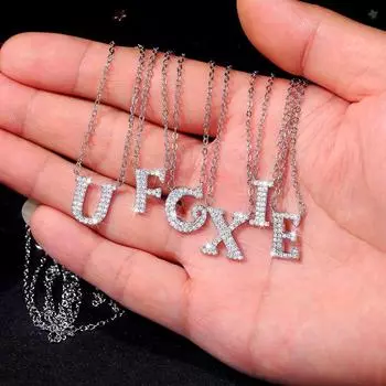 Цепочка из стерлингового серебра 925 пробы с подвеской в виде буквы AZ из циркония для женщин, модные ювелирные изделия, аксессуары, колье, dz918