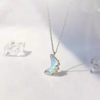 Цепочка из стерлингового серебра 925 пробы с лунным камнем и луной, подвеска, эффектное ювелирное изделие для женщин, свадебное колье