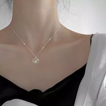 Цепочка из стерлингового серебра S925, цепочка на ключицу счастливого кролика, новый китайский стиль, циркон, кулон из нефрита Хэтян, натальный год зодиака, ожерелье из нефритового кролика