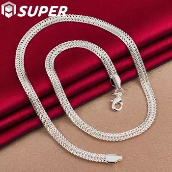 Цепочка из змеиной кости из стерлингового серебра 925 пробы, 20-дюймовое ожерелье, свадебные модные украшения 50cm