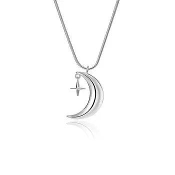 Цепочка из змеиной кости со звездой и луной, ожерелье с глянцевой луной, ключичная цепочка с темперой, украшение для женщин