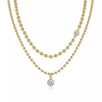 Цепочка из золотых круглых бусин из серебра 925 пробы с цепочкой на ключицу Ins Wind Moissanite ожерелье