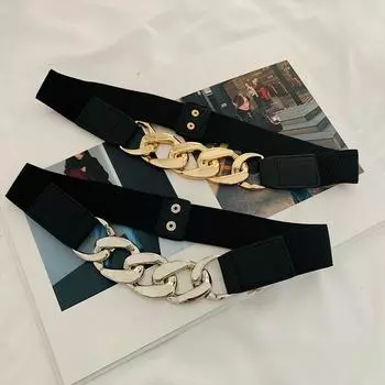 Цепочка Эластичный пояс Простой пояс Декоративное платье Тонкая эластичность Поясывание 4*65cm