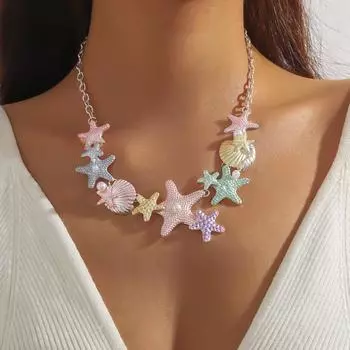 Цепочка-ключица в виде ракушки-звезды в стиле бохо с жемчугом Dopamine для женщин, вечеринка