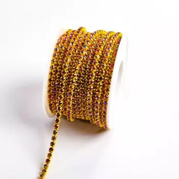 Цепочка-коготь Wei Chen, гальванизированная стеклянная цепочка со стразами и бриллиантами, электрофоретическая цветная однорядная металлическая цепочка-коготь, аксессуары для одежды своими руками Electrophoresis SS6 2mm (10 yards/roll)