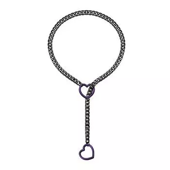 Цепочка-кольцо с сердечком для женщин, панк-рок, ожерелье из нержавеющей стали, длинное кубинское ожерелье, модное, простое, регулируемое Y-образное ожерелье