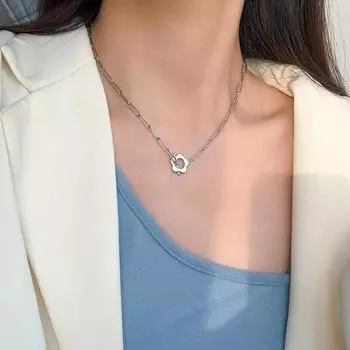 Цепочка-колье на ключицу, хипстерская женская мода, все, корейская версия, маленькая квадратная цепочка с цветком, ожерелье с пряжкой OT