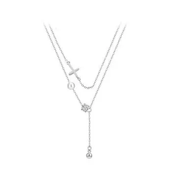 Цепочка крест-накрест двухслойная женская высокого класса, дизайн, ниша, тонкая талия, холодный стиль, ключичная цепочка, тренд