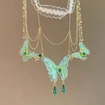 Цепочка на бедро с кисточками в виде бабочки, регулируемая длина, кружевная цепочка на ногу с бахромой, украшения для тела для женщин и девочек 02