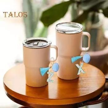 Цепочка на чашку, блестящая прозрачная круглая подвеска начальной формы, стакан, подвеска, брелок с инициалами из смолы с плюшевым шариком, декор кисточкой Z