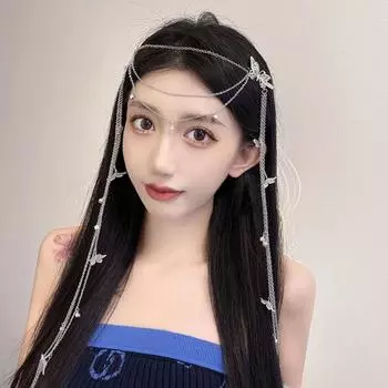 Цепочка на голову, полезная, элегантная, с длительным сроком службы, цепочка на голову, головной убор на лоб, центр бровей, занавеска, вуаль, цепочка для волос, товары для вечеринок серебряный