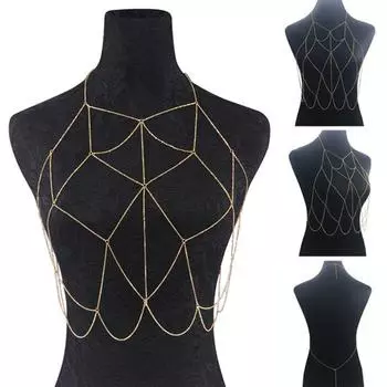 Цепочка на грудь, сексуальная гальваника ручной работы, многослойная кисточка, украшение в западном стиле, ювелирные изделия, корпус из нержавеющей стали