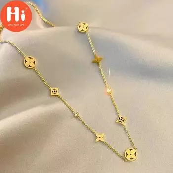 Цепочка на ключицу Hi Clover, ожерелье из титановой стали, женская ювелирная подвеска золотой