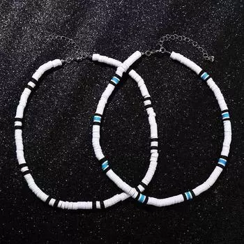 Цепочка на ключицу из полимерной глины, богемное мужское ожерелье, женское ожерелье, модные ювелирные изделия, колье для пары чёрный