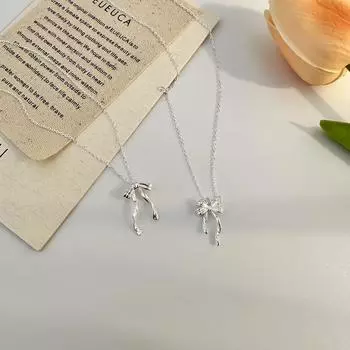Цепочка на ключицу из стерлингового серебра 925 пробы, маленькое колье с бантом в стиле Красной книги, элитный женский дизайн, темперамент и универсальность Adjustable size