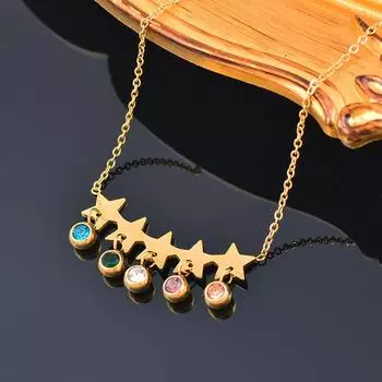 Цепочка на ключицу из титана и титановой стали цвета вермикулита и звезды