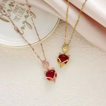 Цепочка на ключицу лисы, женское универсальное ожерелье кошачий глаз, не выцветает, простые ювелирные изделия