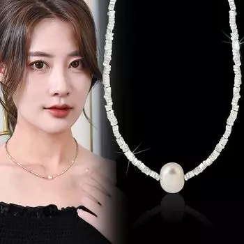 Цепочка на ключицу, ожерелье из пресноводного жемчуга для женщин, цепочка из сломанного серебряного жемчуга, модные аксессуары для путешествий для женщин Adjustable size