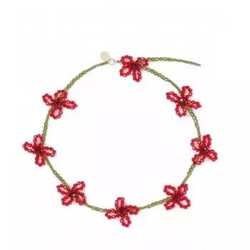 Цепочка на ключицу Ожерелье со свежими цветами Кулон с бусинами из страз Галстук Ретро Цветочный Чокер Подарок Flower