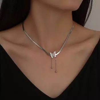 Цепочка на ключицу, простой стиль, нарядное изысканное элегантное женское ювелирное ожерелье с подвеской золотистый