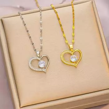 Цепочка на ключицу с бриллиантом Love, модное простое универсальное ожерелье